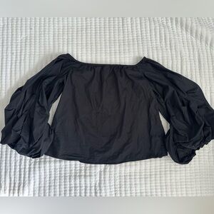 Guest Editor Anthropologie Puff Sleeve Off the shoulder Top blouse Sz L Black